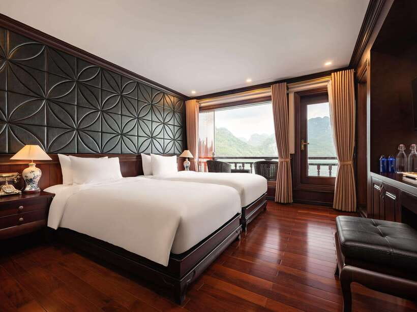 2-Day: Halong Lan Ha Bay 5 Stars Cruises w/Balcony & Bathtub - Sunset, cooking, and a quiet Lan Ha Bay anchorage