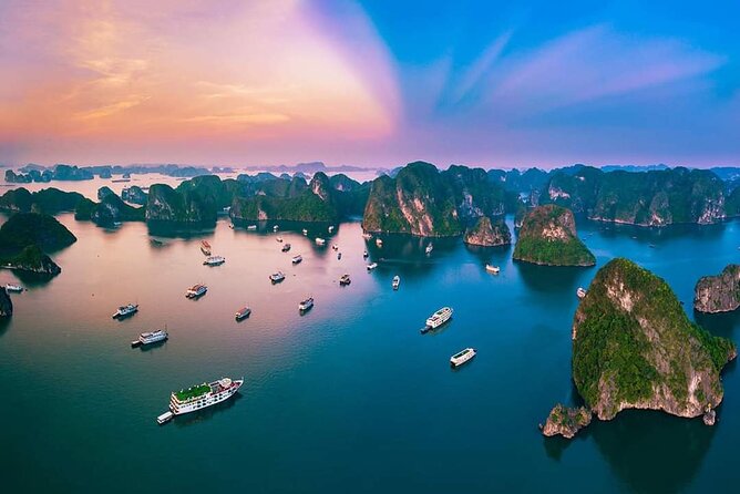 2-Days, 1-Night Halong Bay Discovery Cruise from Hanoi - Sunset, dinner, and the first evening on the bay