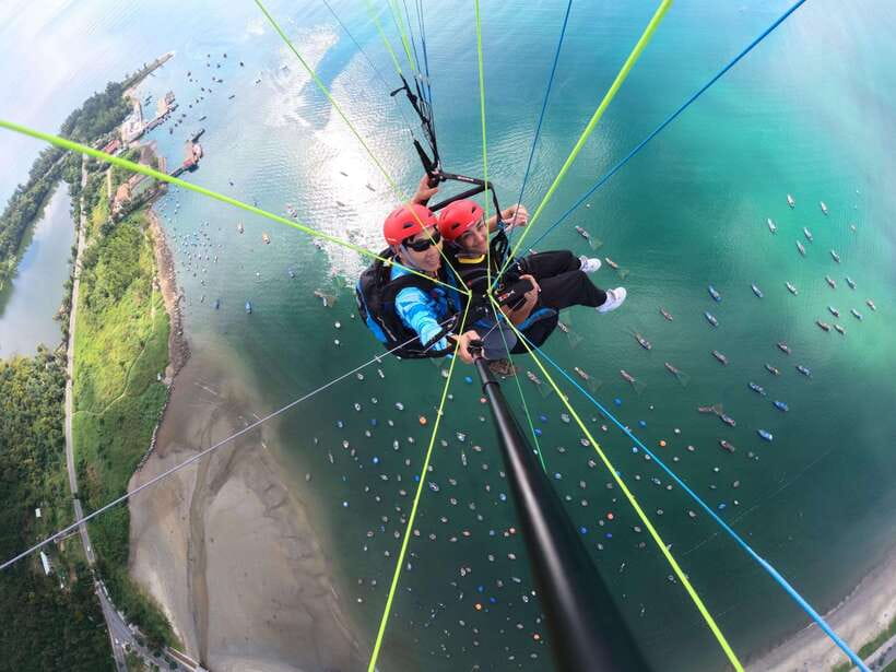 Da Nang Private paragliding experience on Monkey Mountain - Takeoff on Son Tra Peninsula