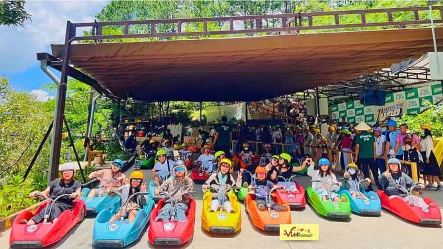 Dalat Top Tourists Sights - Waterfall & luge kart/Mario kart - Mongo Land, slides, animals, and a family-friendly pause