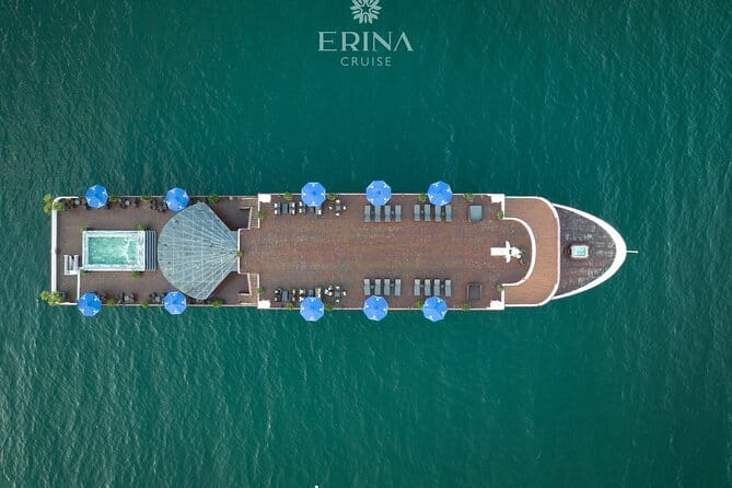Erina Cruise 5-star cruise 2 day visit Lan Ha Bay private balcony - Lunch arrives before the cabin settles in