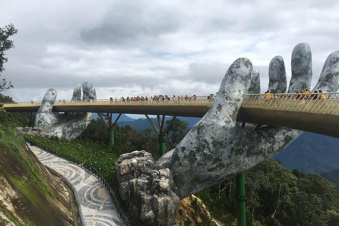 Golden Bridge-Monkey mountain-Dragon Bridge -Marble Mountain Fullday PrivateTour - The Golden Bridge is the visual centerpiece