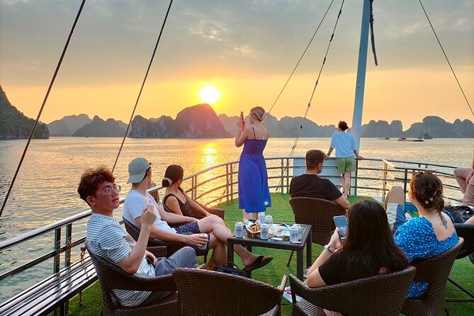 Halong Bay Day Tour 6Hour Deluxe Cruise Limousine Bus Small Group - Ti Top Island for swimming and a peak view