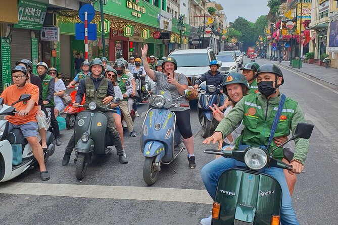 Hanoi Vespa Tours: Food + Culture + Fun on Army Vespa - Hanoi Train Street with coffee