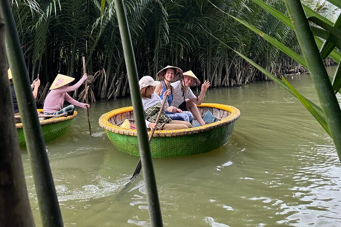 Hoi An countryside cycling Tour,Basket Boat-organic farming-lunch - Bay Mau Coconut Forest and the round basket boat