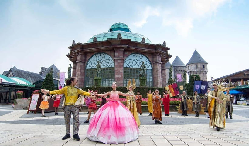 Hoi An: Full-day Ba Na Hills & Amazing Golden Bridge - French village streets, cathedral, and restaurants
