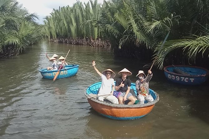 HOI AN Hidden Gems in Rural Villages & River Islands PRIVATE TOUR - A round basket boat in Cam Thanh’s coconut forest