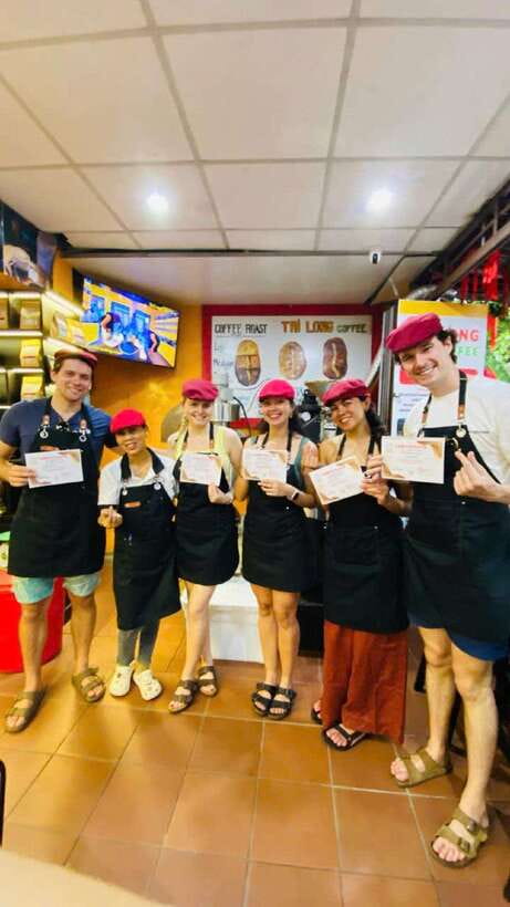 Hoi An: Vietnamese Coffee Making Workshop at Local Roastery - Sitting down with the two coffees you made
