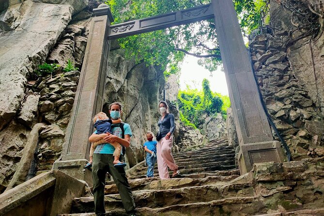 Lady Buddha, Marble Mountains, Coconut Jungle & Hoian City Tour - The stair test at Marble Mountains
