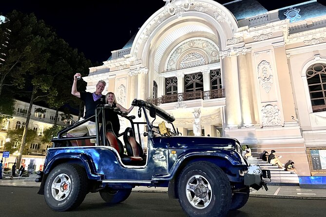 Private Jeep City Tour Saigon by Night and Skybar Drink - From Bui Vien to District 2
