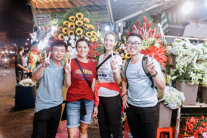 Saigon After Dark Night Tour by Scooter + 7 tastings - Ho Thi Ky Flower Market and crispy banana crackers