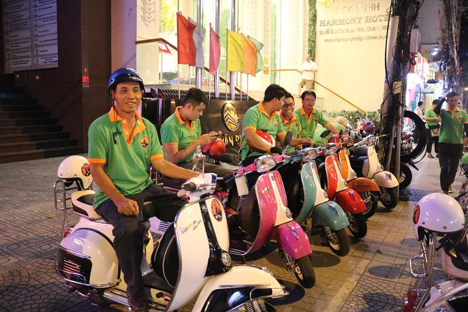 Saigon After Dark Vespa Street Food Tour + Live Music 4 hours - Banh xeo, nem lui, and the ride between dishes