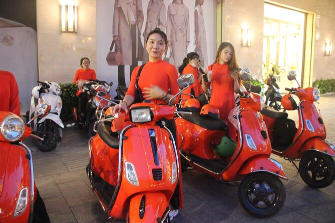 Saigon Vespa By Night Street Food With Female Riders Ao Dai - The dessert stop and mango ice cream